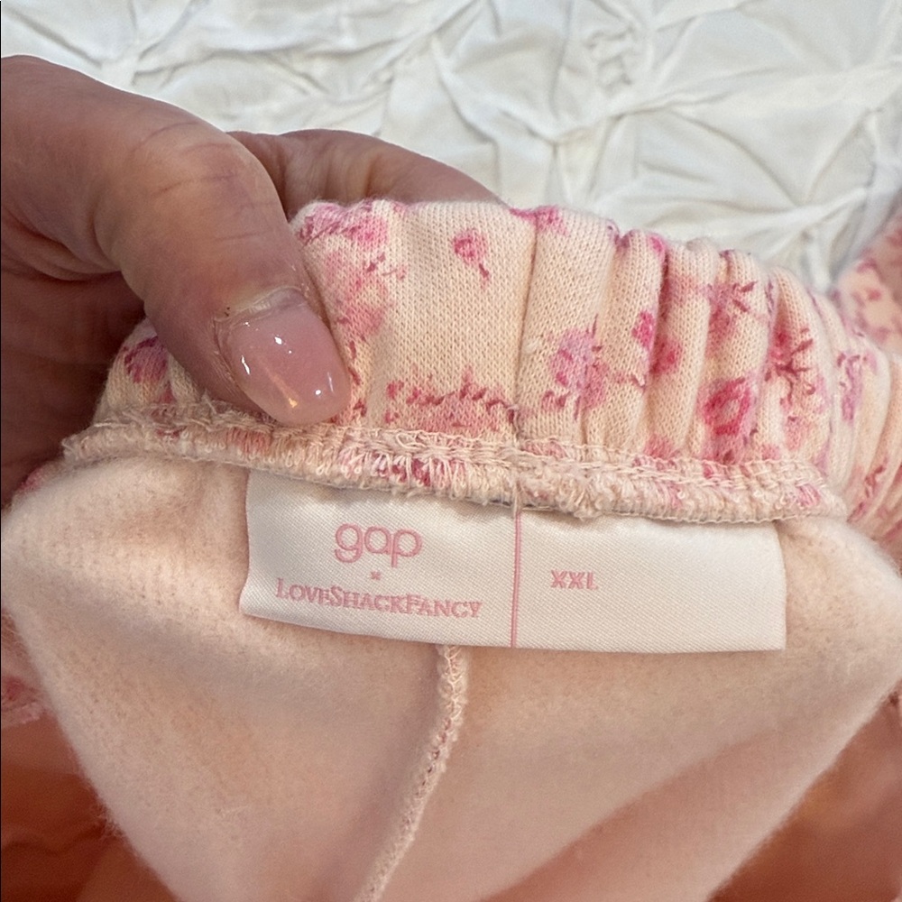 NWT GAP x Love Shack Fancy Pink Floral Hoodie and Joggers Sz XXL - Picture 9 of 13